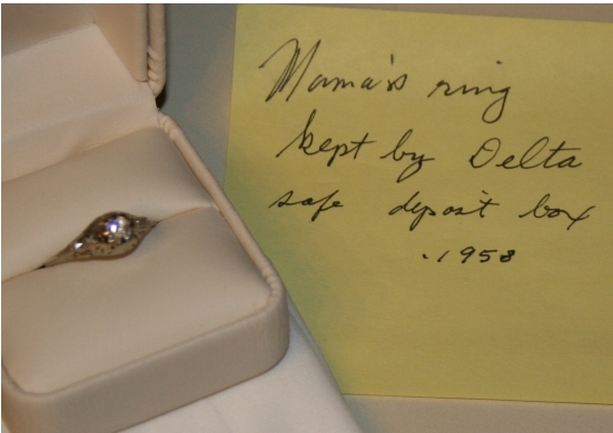 Jesse's mother's ring kept in safe deposit box by Aunt Delta view 2