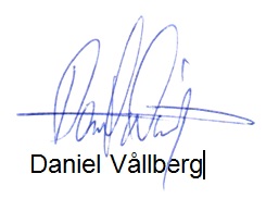 Daniel Vallberg's signature on voice analysis document