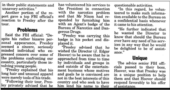 News article about Elvis fighting drugs contd 2